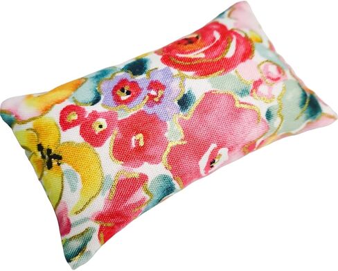 Emery Pincushion للخياطة - مليئة بالرمل الكاشط - المصنوع يدويًا في الولايات المتحدة الأمريكية (2 "X3" ، باستيل الأزهار على الأبيض) in Kuwait