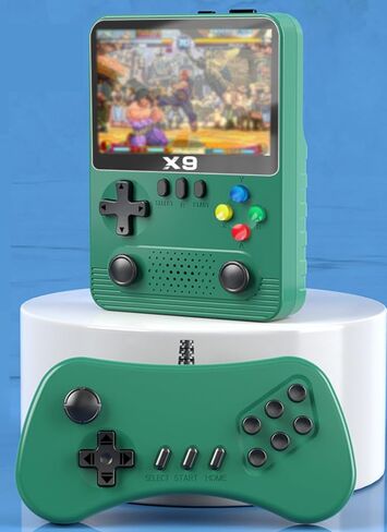 X9 Handheld Video Game Console, Portable Game Player with 3.5 inch Screen & Additional Controller, 11 Game Emulators, Support 2 Players to Play On TV, 6000mAh Battery (Green) in Saudi Arabia