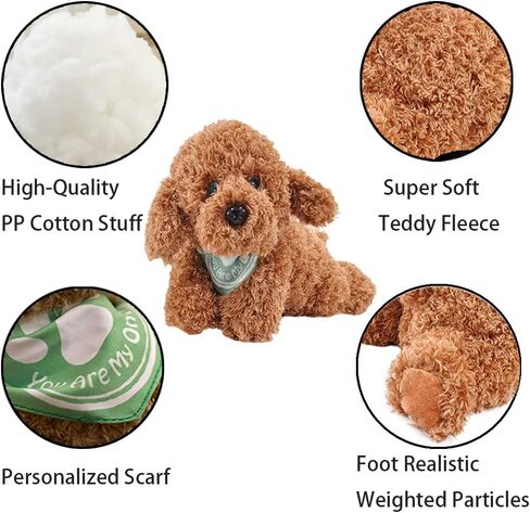 Dog Stuffed Animal, Golden Doodle Puppy Plush Toy with Realist Weighted Soft Dog Stuffed Gift for Kids，11 inches (Brown Color) in Saudi Arabia