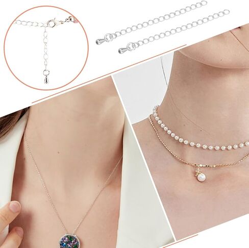 Beebeecraft 1 Box 20pcs سوار سلاسل موسع Bulk 925 Sterling الفضة المطلية النحاس النحاس النحاس المسيل للدموع سحر تمديد السلاسل Crb tails لتصنيع المجوهرات أساور القلادات. in Kuwait