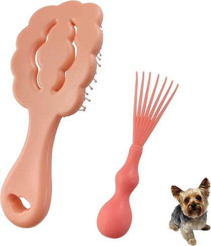 Cloud-Shaped Soft Bristle Puppy Brush for Small Dogs - Yorkie, Shih Tzu, Maltese, and Toy Poodles Grooming Tool with Detachable Lint Comb and Gift Box （Pink） in Saudi Arabia