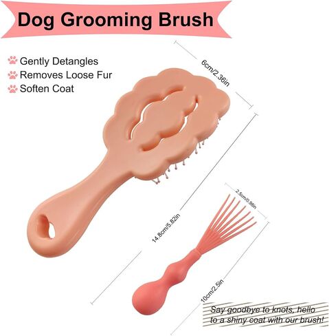 Cloud-Shaped Soft Bristle Puppy Brush for Small Dogs - Yorkie, Shih Tzu, Maltese, and Toy Poodles Grooming Tool with Detachable Lint Comb and Gift Box （Pink） in Saudi Arabia