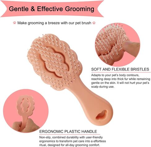 Cloud-Shaped Soft Bristle Puppy Brush for Small Dogs - Yorkie, Shih Tzu, Maltese, and Toy Poodles Grooming Tool with Detachable Lint Comb and Gift Box （Pink） in Saudi Arabia