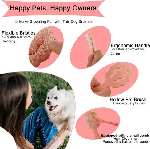 Cloud-Shaped Soft Bristle Puppy Brush for Small Dogs - Yorkie, Shih Tzu, Maltese, and Toy Poodles Grooming Tool with Detachable Lint Comb and Gift Box （Pink） in Saudi Arabia