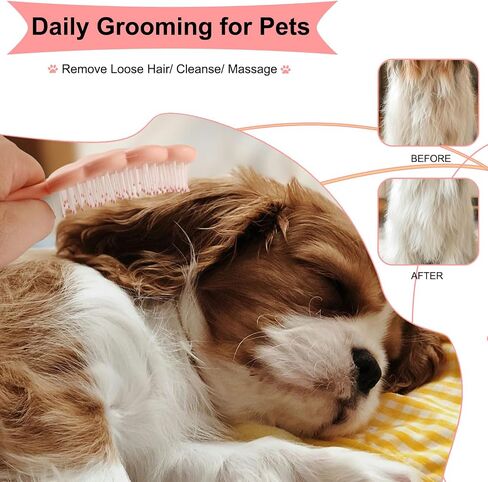 Cloud-Shaped Soft Bristle Puppy Brush for Small Dogs - Yorkie, Shih Tzu, Maltese, and Toy Poodles Grooming Tool with Detachable Lint Comb and Gift Box （Pink） in Saudi Arabia