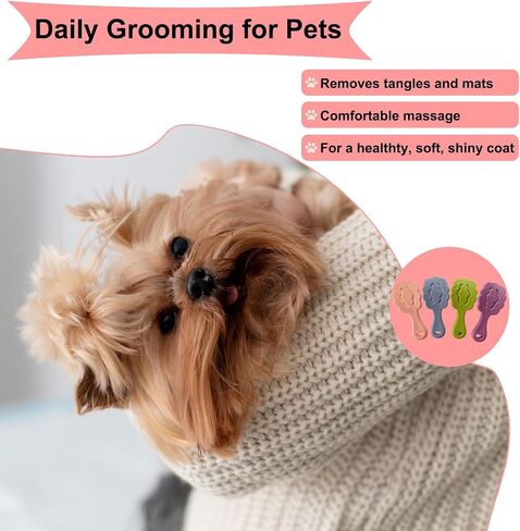 Cloud-Shaped Soft Bristle Puppy Brush for Small Dogs - Yorkie, Shih Tzu, Maltese, and Toy Poodles Grooming Tool with Detachable Lint Comb and Gift Box （Pink） in Saudi Arabia