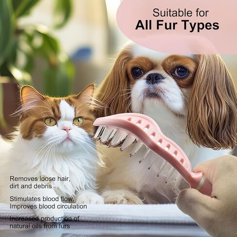 فرشاة دبوس الصديقة للبيئة للكلاب والقطط | مقبض مريح فرشاة الحيوانات الأليفة للشعر الرطب أو الجاف ، أداة الاستمالة اللطيفة للحيوانات الأليفة والوردي in Kuwait