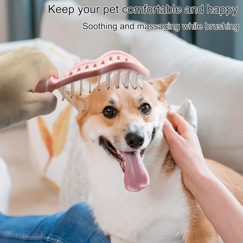 فرشاة دبوس الصديقة للبيئة للكلاب والقطط | مقبض مريح فرشاة الحيوانات الأليفة للشعر الرطب أو الجاف ، أداة الاستمالة اللطيفة للحيوانات الأليفة والوردي in Kuwait