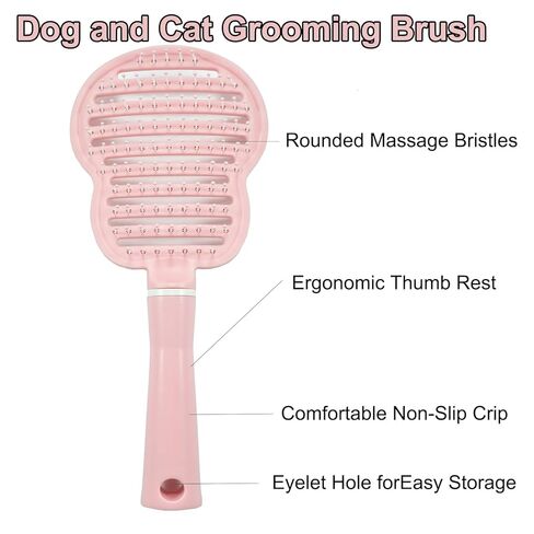 فرشاة دبوس الصديقة للبيئة للكلاب والقطط | مقبض مريح فرشاة الحيوانات الأليفة للشعر الرطب أو الجاف ، أداة الاستمالة اللطيفة للحيوانات الأليفة والوردي in Kuwait