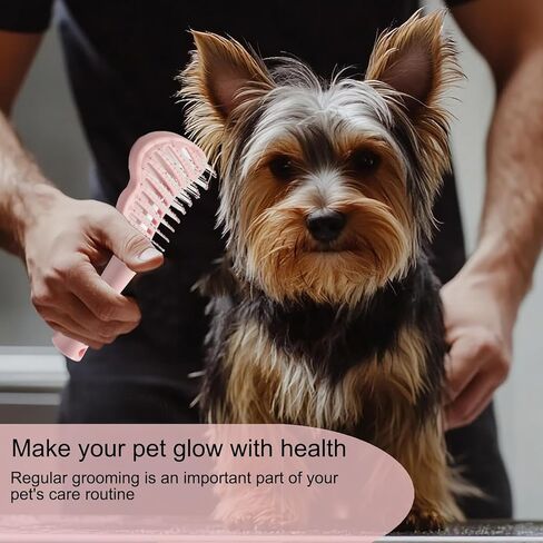 فرشاة دبوس الصديقة للبيئة للكلاب والقطط | مقبض مريح فرشاة الحيوانات الأليفة للشعر الرطب أو الجاف ، أداة الاستمالة اللطيفة للحيوانات الأليفة والوردي in Kuwait