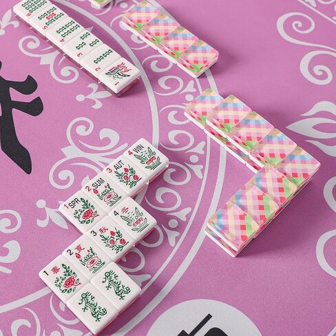 American Mahjong Set,166 Quality Acrylic Tiles with Colorful Prints, 4 All-in-One Color Rack/Pushers, Complete Mahjong Game Set with Carrying Bag in Saudi Arabia