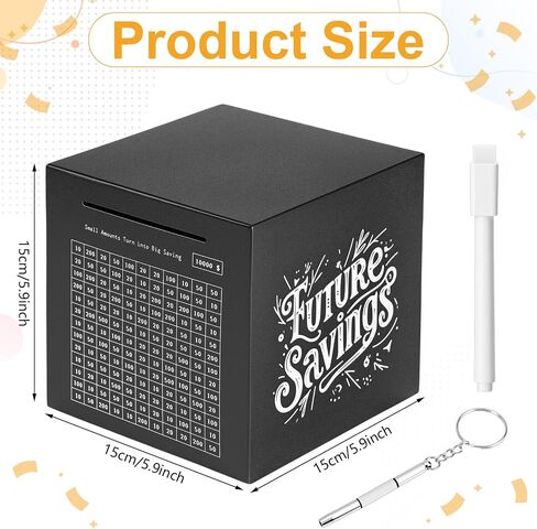 Honeydak Piggy Bank Money Safe Box for Adults 6inch Stainless Steel 10000 Savings Challenge Money Saving Box with Counting 10000 Dollars Target Savings Challenge Piggy Bank for Adults(Silver) in Saudi Arabia
