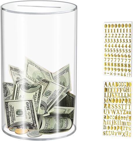 Clear Acrylic Piggy Bank –Must Break to Open Money Saving Box for Adults & Kids, Unopenable Cash Jar for Financial Goals, Large/Medium/Small Sizes, Birthday Gift & Home Decor (Small) in Saudi Arabia