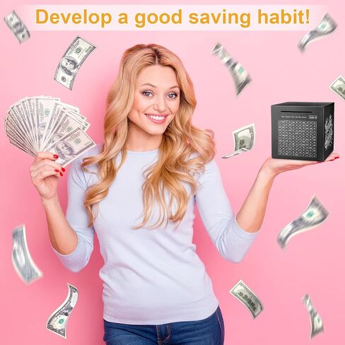 Honeydak Piggy Bank Money Safe Box for Adults 6inch Stainless Steel 10000 Savings Challenge Money Saving Box with Counting 10000 Dollars Target Savings Challenge Piggy Bank for Adults(Silver) in Saudi Arabia