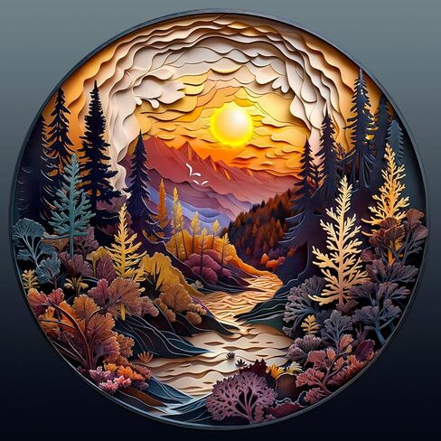 Wooden Puzzles for Adults, Unique Animal Shaped Sunset Forest Adult Puzzle, 3D Vision Wooden Jigsaw Puzzles Adult, Challenging Creative Gifts Family Games 13.4 * 13.4in 300pcs in Kuwait