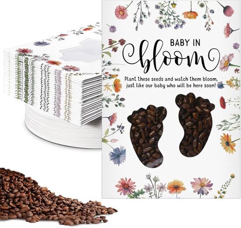 Fumete 50 Pack Footprint Style Baby in Bloom Baby Shower Favor for Guest Wildflower Seeds Packets Party Favor with Love Window Wildflower Seed Envelopes for Wedding Party Gender Reveal in Kuwait