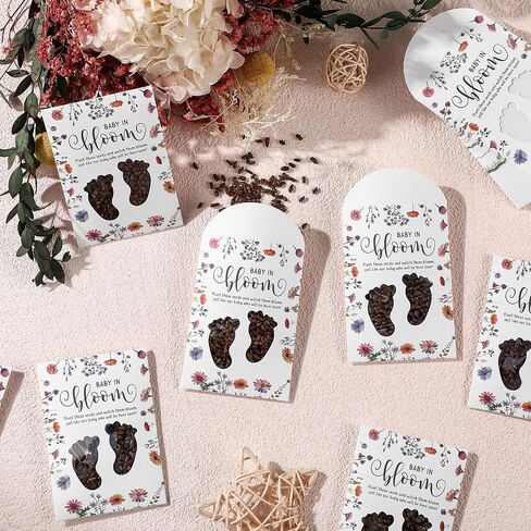 Fumete 50 Pack Footprint Style Baby in Bloom Baby Shower Favor for Guest Wildflower Seeds Packets Party Favor with Love Window Wildflower Seed Envelopes for Wedding Party Gender Reveal in Kuwait
