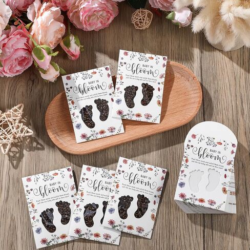 Fumete 50 Pack Footprint Style Baby in Bloom Baby Shower Favor for Guest Wildflower Seeds Packets Party Favor with Love Window Wildflower Seed Envelopes for Wedding Party Gender Reveal in Kuwait