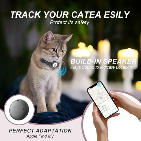 طوق Cat Tracker ، IP68 Airtag Cat Cat مع أجراس ، تصميم سلامة الانفصال والانعكاس لمتعقب Cat GPS ، متوافق مع Apple Find My (iOS فقط) لا توجد رسوم شهرية (وردية) in Kuwait