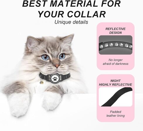 طوق Cat Tracker ، IP68 Airtag Cat Cat مع أجراس ، تصميم سلامة الانفصال والانعكاس لمتعقب Cat GPS ، متوافق مع Apple Find My (iOS فقط) لا توجد رسوم شهرية (وردية) in Kuwait