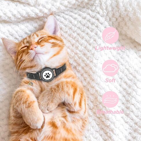 طوق Cat Tracker ، IP68 Airtag Cat Cat مع أجراس ، تصميم سلامة الانفصال والانعكاس لمتعقب Cat GPS ، متوافق مع Apple Find My (iOS فقط) لا توجد رسوم شهرية (وردية) in Kuwait