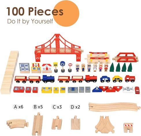 OLAKIDS Train Table, 100 Pieces Kids Wooden Activity Table Playset with Storage Drawer Multicolor Railway Tracks Cars City, Creative Toy Set Gift for Toddlers Boys Girls in Saudi Arabia