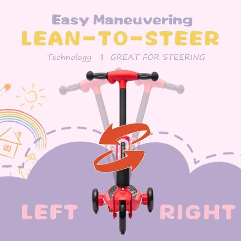 2in1 Kids Electric Scooter, 3-Wheel Design with Colorful LED Lights & Spray Taillight, One-Button Start, Safe Ride On Scooter for Ages 37-95 Months, 8.82 lbs in Saudi Arabia