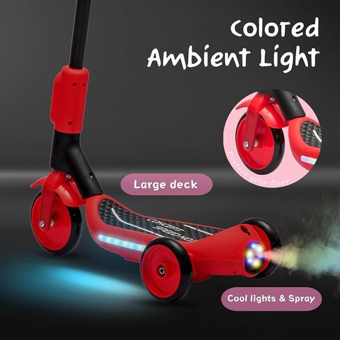 2in1 Kids Electric Scooter, 3-Wheel Design with Colorful LED Lights & Spray Taillight, One-Button Start, Safe Ride On Scooter for Ages 37-95 Months, 8.82 lbs in Saudi Arabia