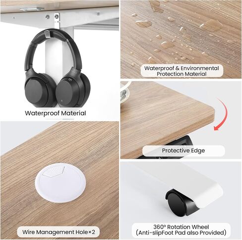 المكتب الكهربائي الدائم 55 × 24 بوصة قابلة للتعديل قابلة للتعديل المريح للجلوس الوقوف مكتب منحني لمحطة عمل كمبيوتر المكتب المنزلي مع 2 منافذ USB 3 عجلات محددة للذاكرة ، الأسود in Kuwait