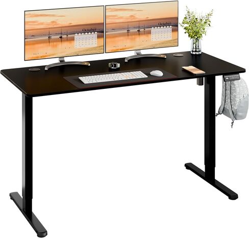 Meilocar Electric Standing Desk, Height Adjustable Desk 55 x 24 Inch Sit Stand Up Desks, Computer Desks with Splice Board, Memory Preset, Black Frame and Black Top in Saudi Arabia
