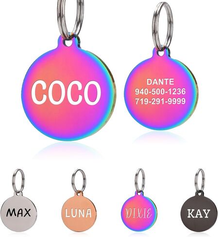 Personalized Dog Tags,Durable Stainless Steel Pet ID Tags for Dogs & Cats,Engraved on Both Sides with Phone,Name&Address,Customizable Name Tags(Hollow Bone) in Kuwait