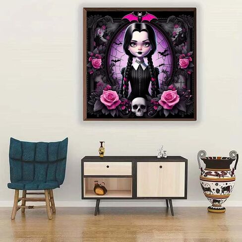 مجموعات فن الماس المظلمة للبالغين ، مجموعات الطلاء الماس ثلاثية الهالوين للمبتدئين لجولة المبتدئين 5D الحفر الكاملة من النقاط الماس للهدية ديكور الجدار المنزلي 12x16 بوصة in Kuwait