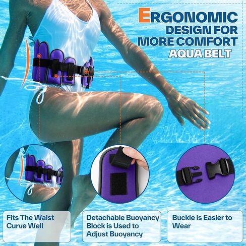 Swim Belt Aquatic Exercise Equipment: Sportneer Aqua Float Belts Swimming Exercise Pool Jogger Floatation Aid Buoyancy Belt Water Training Accessories for Adults Youth Fitness Workout Therapy in Saudi Arabia