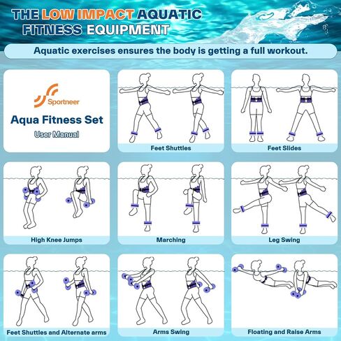 Swim Belt Aquatic Exercise Equipment: Sportneer Aqua Float Belts Swimming Exercise Pool Jogger Floatation Aid Buoyancy Belt Water Training Accessories for Adults Youth Fitness Workout Therapy in Saudi Arabia