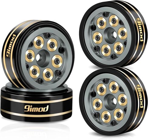 1.0 Beadlock Wheel Rims Black Coating Brass Rims, Heavy Duty Aluminium RC Wheels for 1/24 1/18 RC Crawler Upgrade Axial SCX24 AX24 TRX4M FCX24 Gladiator Deadbolt Bronco C10 JLU (Grey) in Kuwait