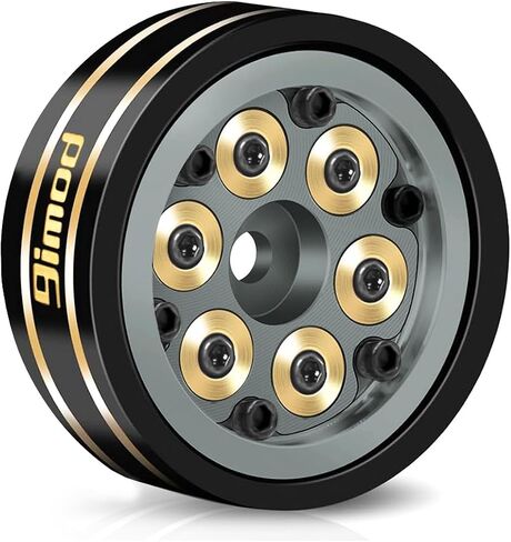 1.0 Beadlock Wheel Rims Black Coating Brass Rims, Heavy Duty Aluminium RC Wheels for 1/24 1/18 RC Crawler Upgrade Axial SCX24 AX24 TRX4M FCX24 Gladiator Deadbolt Bronco C10 JLU (Grey) in Kuwait