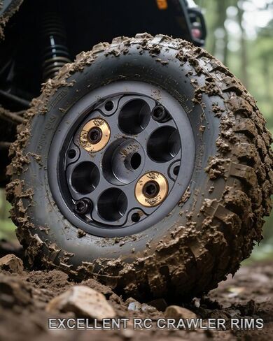 1.0 Beadlock Wheel Rims Black Coating Brass Rims, Heavy Duty Aluminium RC Wheels for 1/24 1/18 RC Crawler Upgrade Axial SCX24 AX24 TRX4M FCX24 Gladiator Deadbolt Bronco C10 JLU (Grey) in Kuwait