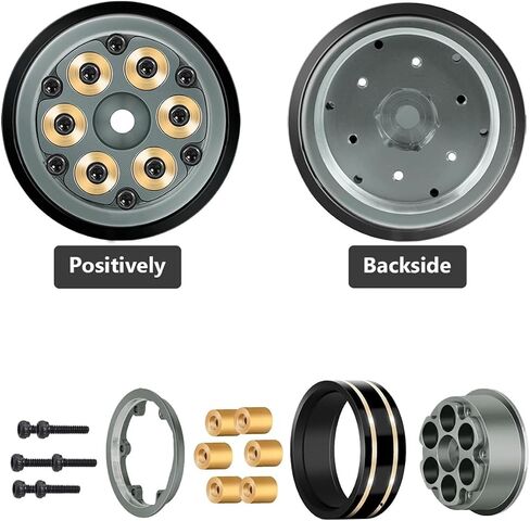 1.0 Beadlock Wheel Rims Black Coating Brass Rims, Heavy Duty Aluminium RC Wheels for 1/24 1/18 RC Crawler Upgrade Axial SCX24 AX24 TRX4M FCX24 Gladiator Deadbolt Bronco C10 JLU (Grey) in Kuwait