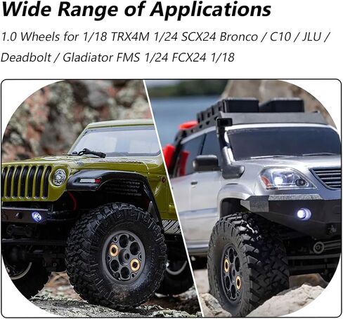 1.0 Beadlock Wheel Rims Black Coating Brass Rims, Heavy Duty Aluminium RC Wheels for 1/24 1/18 RC Crawler Upgrade Axial SCX24 AX24 TRX4M FCX24 Gladiator Deadbolt Bronco C10 JLU (Grey) in Kuwait