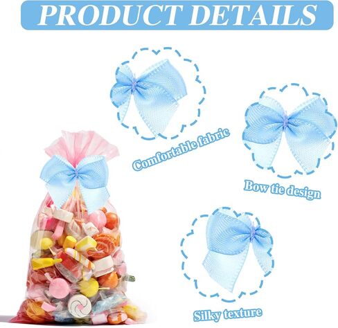 100 قطعة صغيرة الأزرق ، أقواس شريط الساتان الصغيرة للحرف اليدوية ، أقواس تويست صغيرة أقواس الحرف اليدوية للاختلاف DIY هدية زفاف عيد ميلاد عيد الميلاد (الأزرق) in Kuwait