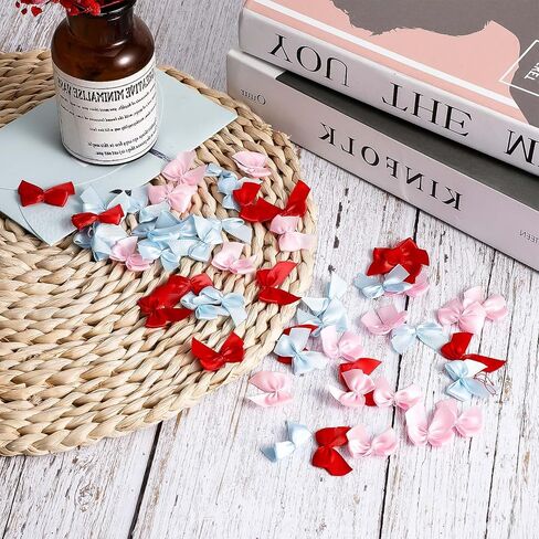 100 قطعة صغيرة الأزرق ، أقواس شريط الساتان الصغيرة للحرف اليدوية ، أقواس تويست صغيرة أقواس الحرف اليدوية للاختلاف DIY هدية زفاف عيد ميلاد عيد الميلاد (الأزرق) in Kuwait