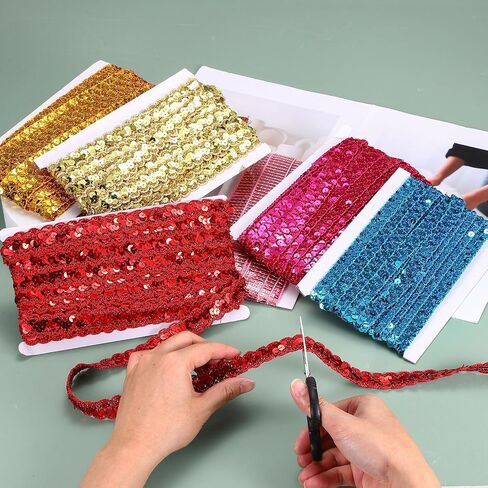 MECCANIXITY 0.8 Inch x 7 Yards Sequins Trim Flat Sequin Paillette Ribbon Strip Braid for Crafts, Embellishments, DIY Sewing Costume Green in Saudi Arabia