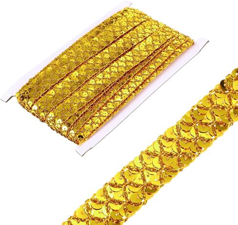 MECCANIXITY 0.8 Inch x 7 Yards Sequins Trim Flat Sequin Paillette Ribbon Strip Braid for Crafts, Embellishments, DIY Sewing Costume Green in Saudi Arabia