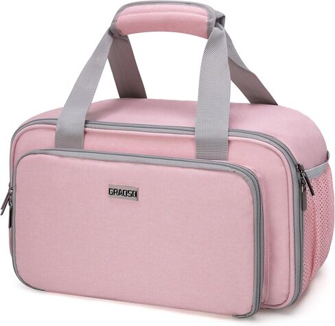 Acrylic Paint Organizer Bag for up to 54 Bottles (2 oz), Art Supply Storage Case with Handle Strap, Extra Pocket for Paint Brushes, Palette Board, Aluminum Foil Liner for Easy Cleaning (Pink) in Saudi Arabia