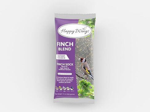 Finch Blend Bird Food, Mix of Sunflower Hearts/Kernels and Nyjer Seed Wild Bird Food-13 Ounce | Prefilled Sock | No Grow Seed I Bird Seeds for Wild Birds in Kuwait