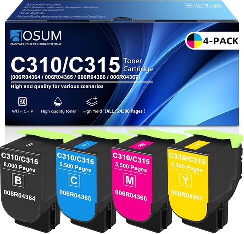 دوسوم 4 عبوات عالية العائد C310/C315 خرطوشة الحبر 006R04364 006R04365 006R04366 006R04367 استبدال C310DNI C310DNIM C315DNI PRINTER in Saudi Arabia