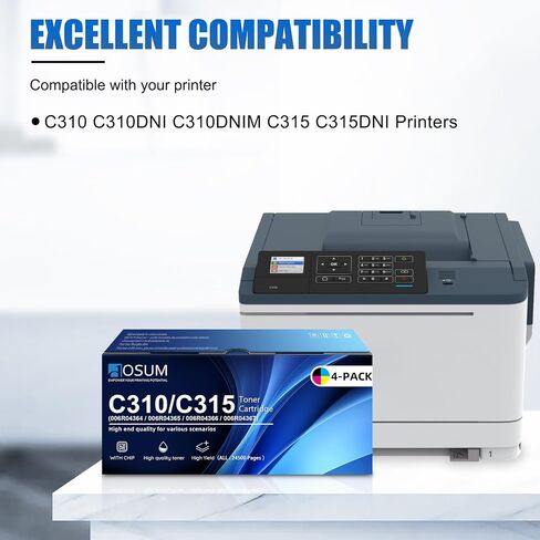 دوسوم 4 عبوات عالية العائد C310/C315 خرطوشة الحبر 006R04364 006R04365 006R04366 006R04367 استبدال C310DNI C310DNIM C315DNI PRINTER in Saudi Arabia