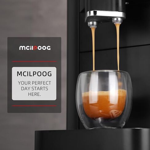 ماكينة إسبرسو أوتوماتيكية بالكامل من Mcilpoog ES317، رغوة الحليب، مطحنة مدمجة، شاشة لمس بديهية، 7 أنواع من القهوة للمنزل والمكتب والمزيد in Kuwait