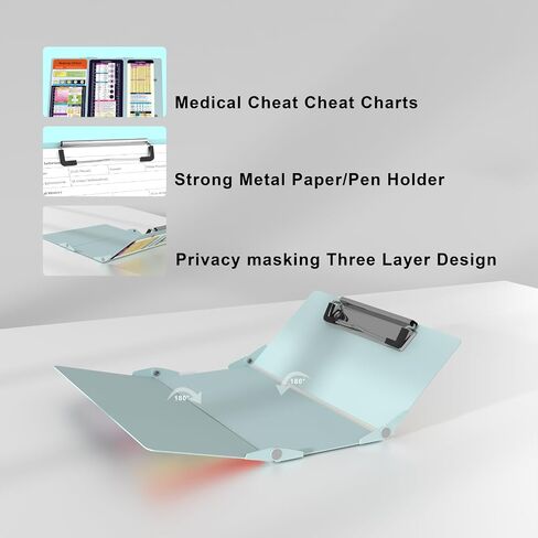 Nursing Clipboard Foldable Pocket Size - Aluminum Clipboard with Storage Fits in Nurse Backpack is a Very Basic Nursing Student Essentials. (Black) in Saudi Arabia