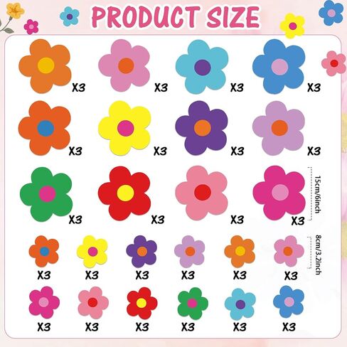 Marspark 72pcs قاطعات الزهور الصيفية الزهور الملونة الملونة ديكور لوحة ديكور 2 in Kuwait